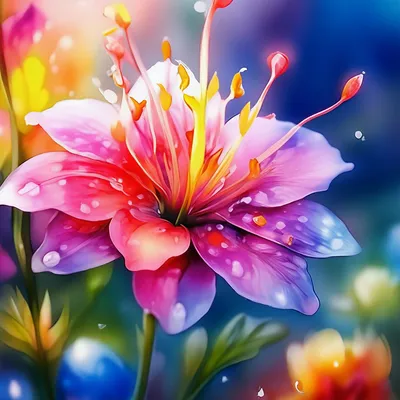 Красивый сказочный цветок нарисованный…» — создано в Шедевруме