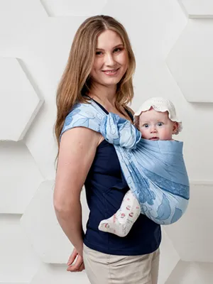 Купить слинг для новорожденных Цветок голубой - слинги с кольцами в  магазине Мамаплюс СПб