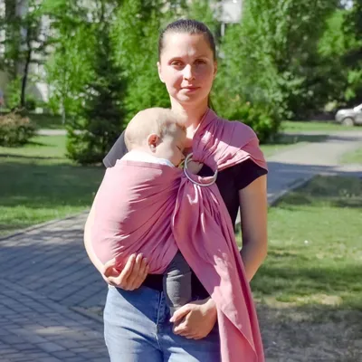 Слинг с кольцами розовый (лен с хлопком) - Малышастик | купить недорого в  Украине Mamochka