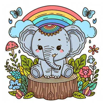 Большой слон — раскраска для детей. Распечатать бесплатно.