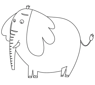 Слон раскраски для детей черно-белые контуры в стиле иллюстрации детской  книги раскраска | Премиум Фото