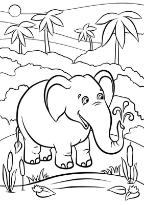 Слон - Животные - Раскраски антистресс
