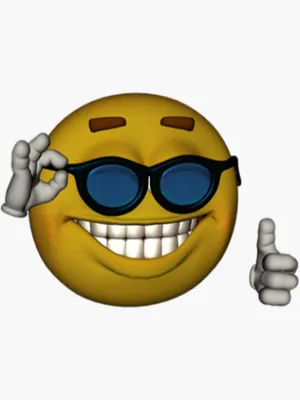 Smiley Face Sunglasses Thumbs Up Emoji Meme Face\" Sticker for Sale by  obviouslogic | Redbubble
