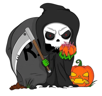 Иллюстрация Смерть с косой (Halloween) в стиле 2d | Illustrators.ru
