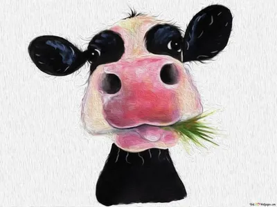 Смешная корова широко улыбается с …» — создано в Шедевруме