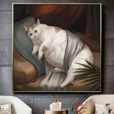Настенная картина «Кот и плач», ВИНТАЖНЫЙ ПЛАКАТ со смешным принтом толстых  котов, милый животный, современный декор для гостиной | AliExpress