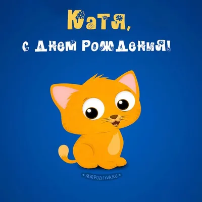 котенок - Катя, с днем рождения! | С днем рождения, Открытки, День рождения