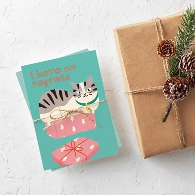 Открытка с изображением кота. Смешные открытки с пожеланиями. Новые  красочные рождественские открытки с котами. – лучшие товары в  онлайн-магазине Joom Geek