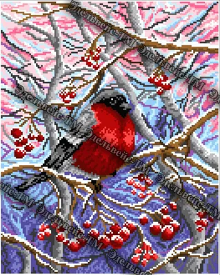 Снегирь на ветке рябины с ягодами …» — создано в Шедевруме