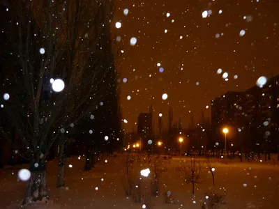 Снегопад ночью» — создано в Шедевруме