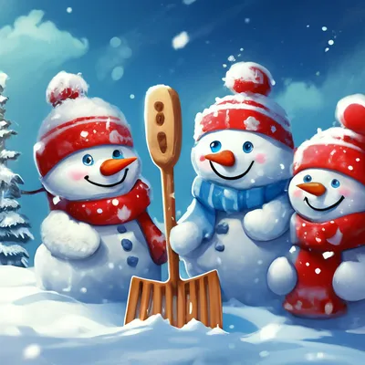 Пушистые снеговички, щёчки-сердечки…» — создано в Шедевруме
