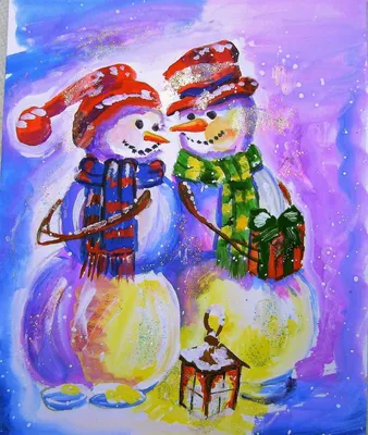 Снеговик рисунок для детей - 59 фото