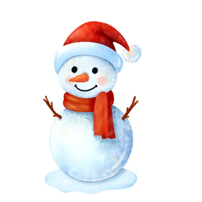 Иллюстрация Счастливый снеговик в красной шапочке. Симпатичный