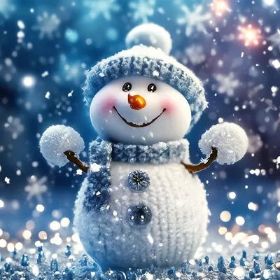 Очаровательный милый красивый снеговик…» — создано в Шедевруме