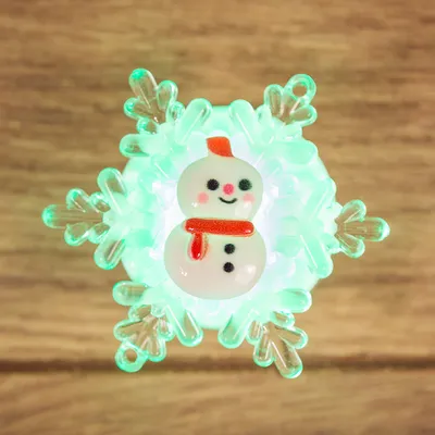 Фигура LED NEON-NIGHT Снеговик на снежинке на присоске мультиколор  постоянное свечение 6*5,5*3 см 501-021 - купить с доставкой!