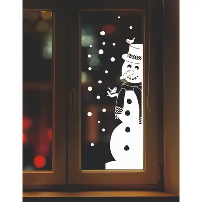 Наклейка декоративная для окон \"Снеговик\" 29x100 см (снег 10x20 см) по цене  1049 ₽/шт. купить в Кемерове в интернет-магазине Леруа Мерлен
