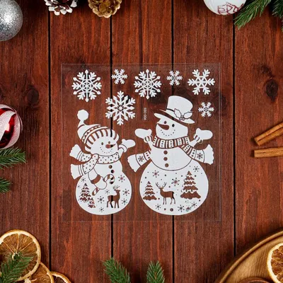 Снеговик Рождественские наклейки на дверь, окно, мультяшные рождественские  наклейки с изображением лося, снеговик, украшения, Deacl, Новый год –  лучшие товары в онлайн-магазине Джум Гик