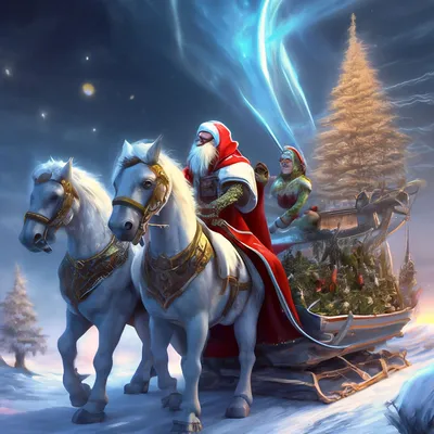 Новый год, Дед Мороз и Снегурочка …» — создано в Шедевруме