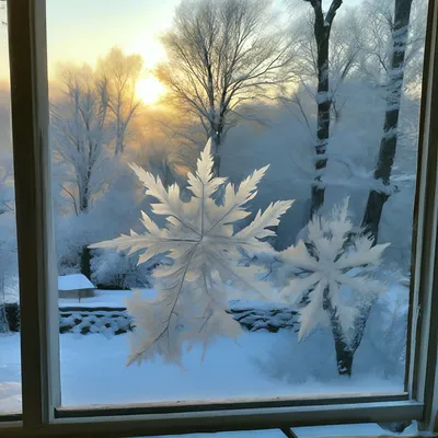 Снежные узоры на окне» — создано в Шедевруме
