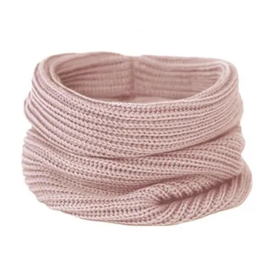 Вязаный шарф-снуд, нежно-розовый (персиковый)