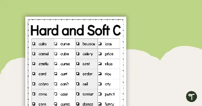Word Study List - Hard and Soft C Words | Teach Starter