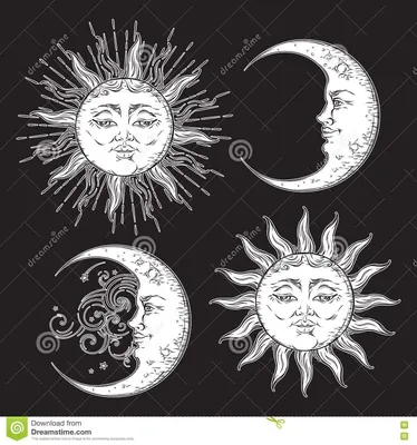 Солнце и луна славянский рисунок - 75 фото