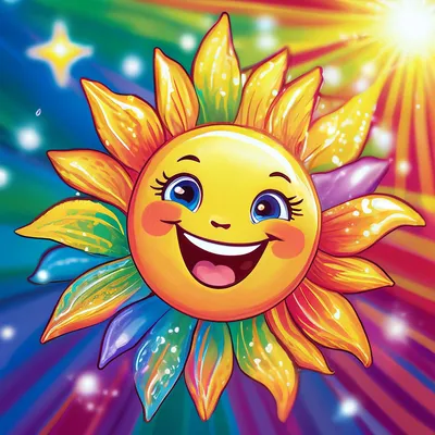 симпатичное солнышко, улыбается, …» — создано в Шедевруме