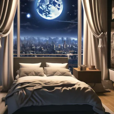 Ночной рендер спальни Stock Illustration | Adobe Stock