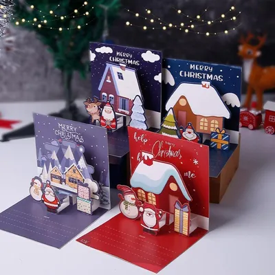 Купить Рождественская елка С Рождеством 3D открытки Спасибо Новогодние  поздравительные открытки Рождественский подарок | Joom