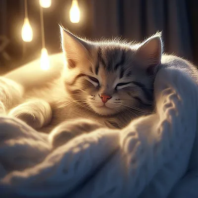 Спокойной ночи! Котик с ушками …» — создано в Шедевруме