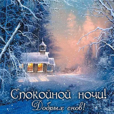 Прекрасная открытка доброй ночи зимой при луне