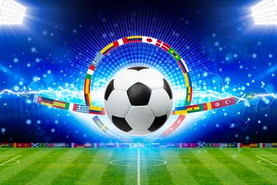 Фото Спорт Футбол Флаг Мяч Газон
