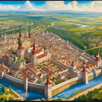 Средневековый город рисунок - 65 фото