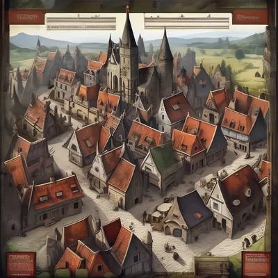 Эскиз средневекового города - 71 фото