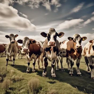 Стадо коров, пасущихся на зеленом поле :: Стоковая фотография :: Pixel-Shot  Studio