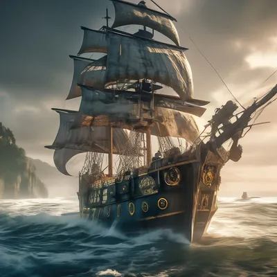 Старинный винтажный пиратский корабль …» — создано в Шедевруме