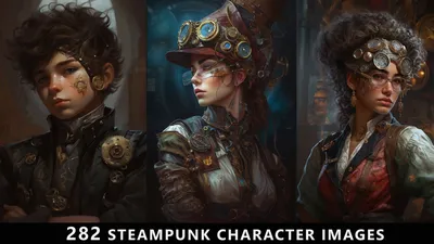 Hyper Realistic Steampunk Lady with Big Victorian Dress · Creative Fabrica