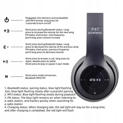 Стерео p47 headset 5.0 bluetooth сложные серия беспроводные спорт недорого  ➤➤➤ Интернет магазин DARSTAR