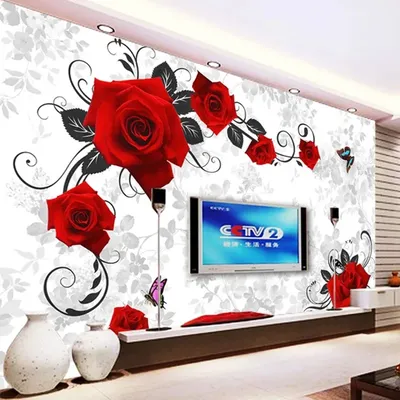 Пользовательские 3D стерео обои с красными розами и цветами | AliExpress