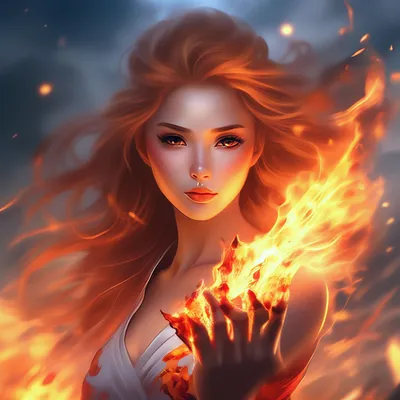 Девушка стихия огня» — создано в Шедевруме