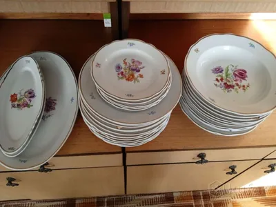 Китай Зеленый набор столовой посуды с золотой оправой Производители  Поставщики Фабрика
