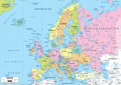 Подробная политическая карта Европы. Все страны Европы. Карта масштаба 1:20  000 000 | UA Maps | Все карты Украины в одном месте
