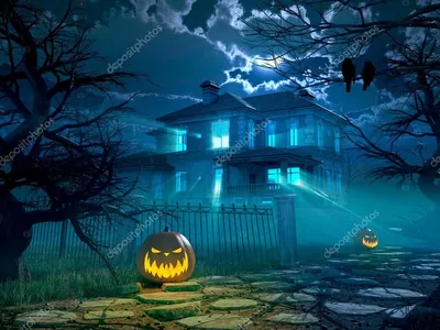 Скачать - Хэллоуин ночь фон с страшный дом. 3D визуализация — стоковое  изображение | Halloween backdrop, Photo backdrop, Photo backgrounds