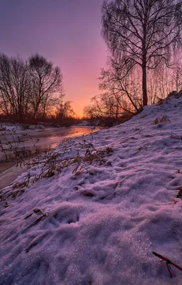 Морозные сумерки на берегу реки. Фотограф Горшков Игорь
