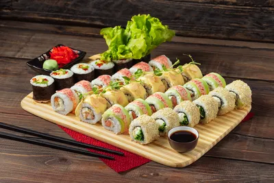 Japanese seafood sushi set Stock Photo by ©Kesu01 67657295