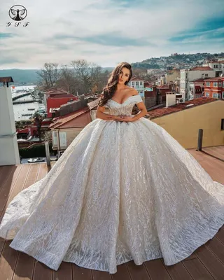 Красивое свадебное платье с открытыми плечами GINA ❋Свадебные платья ОПТ  2022 ❋Производитель Валентина Гладун, Украина