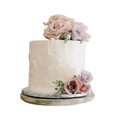 Двухъярусный свадебный торт с живыми цветами/014 – купить с доставкой в  Москве • Teabakery