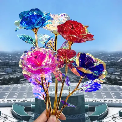 5 шт., разноцветные светящиеся розы, искусственные цветы со светодиодной  подсветкой | AliExpress