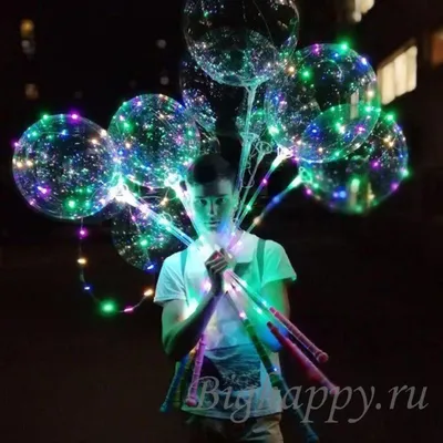 Купить светящиеся шары Bubbles с разноцветной подсветкой и светящейся лентой