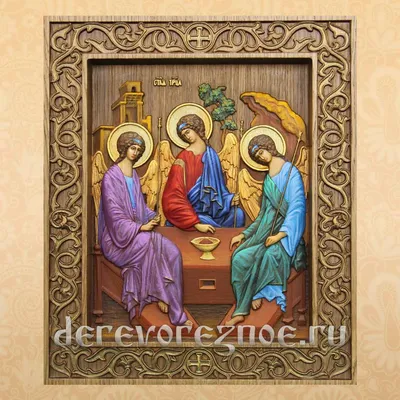 Святая Троица - красочная икона из янтаря купить с доставкой Украина ||  Магазин Иконный Двор